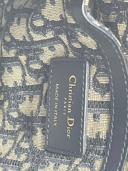 Dior Dioriviera Bucket Bag in Wicker and Blue Canvas With Gold Hardware