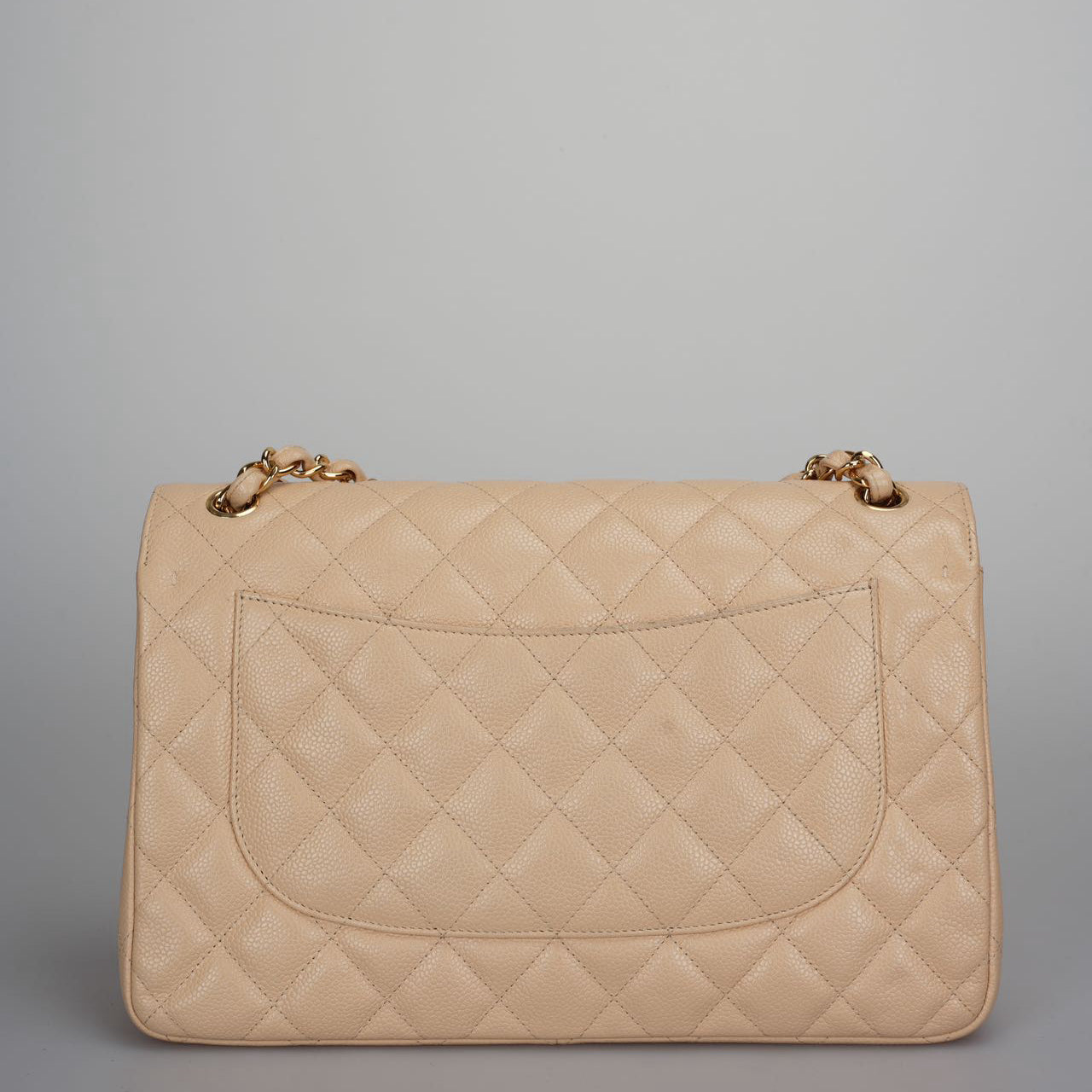 Chanel Beige Jumbo timeless Flap Bag Caviar Leather with Gold Hardware