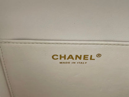 Chanel White Vanity Case Bag in Lambskin Leather