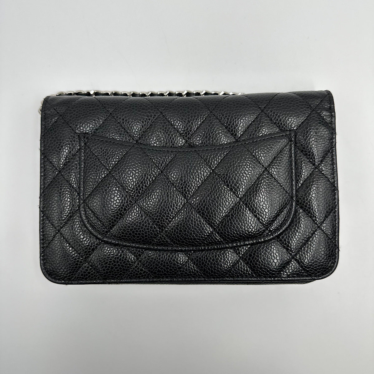 Wallet on chain classique cuir caviar noir