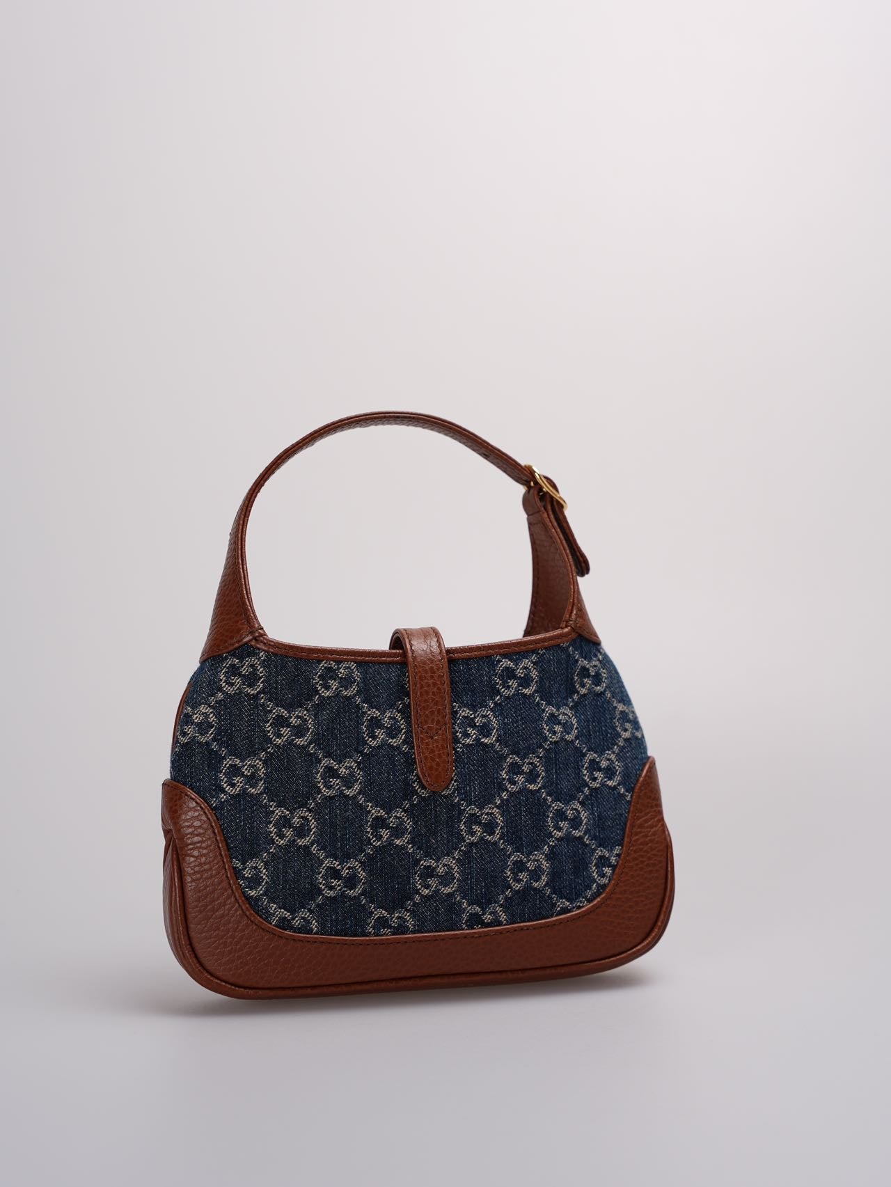 Gucci Denim GG Monogram Calfskin Mini Jackie 1961 Hobo Bag