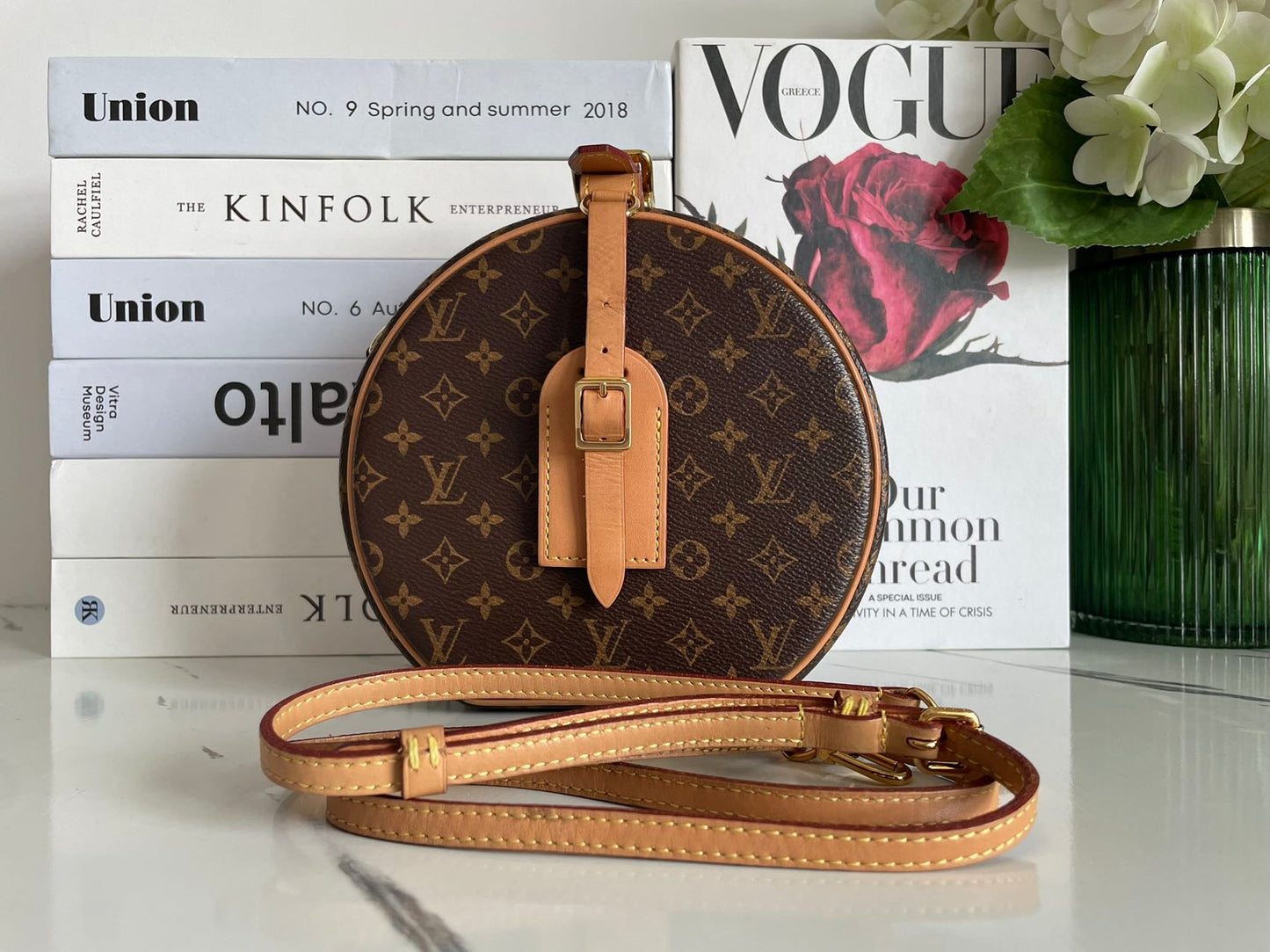 Louis Vuitton Monogram Canvas Petite Boite Chapeau Cross-Body Bag with Gold Hardware