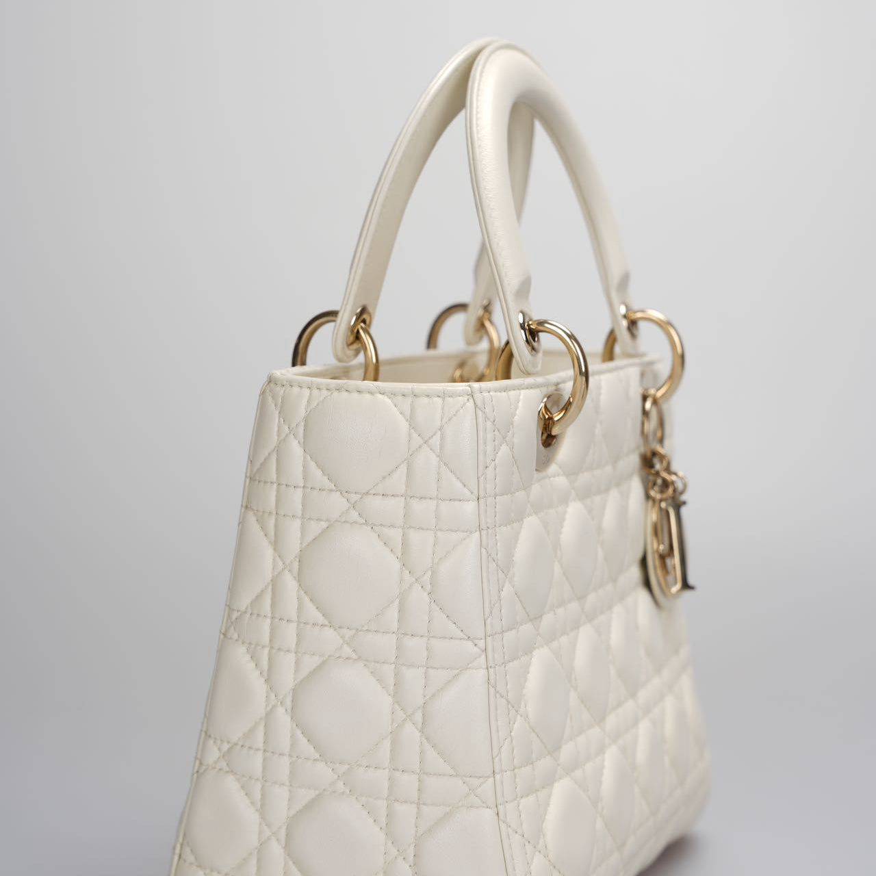 Christian Dior Lady Dior Bag White Medium 2017