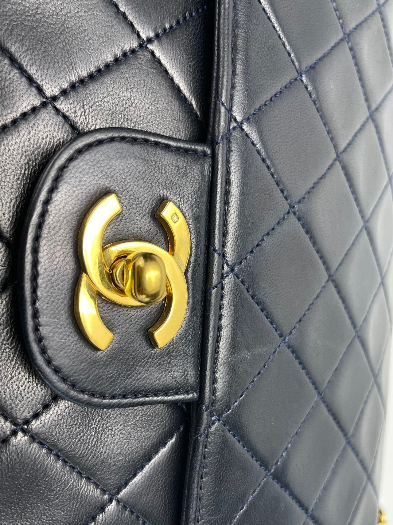 Chanel  Black Vintage Medium Classic Double Flap Bag with 24K Gold Hardware