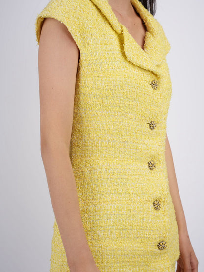 Chanel Yellow tweed dress 2012 Runway FR36