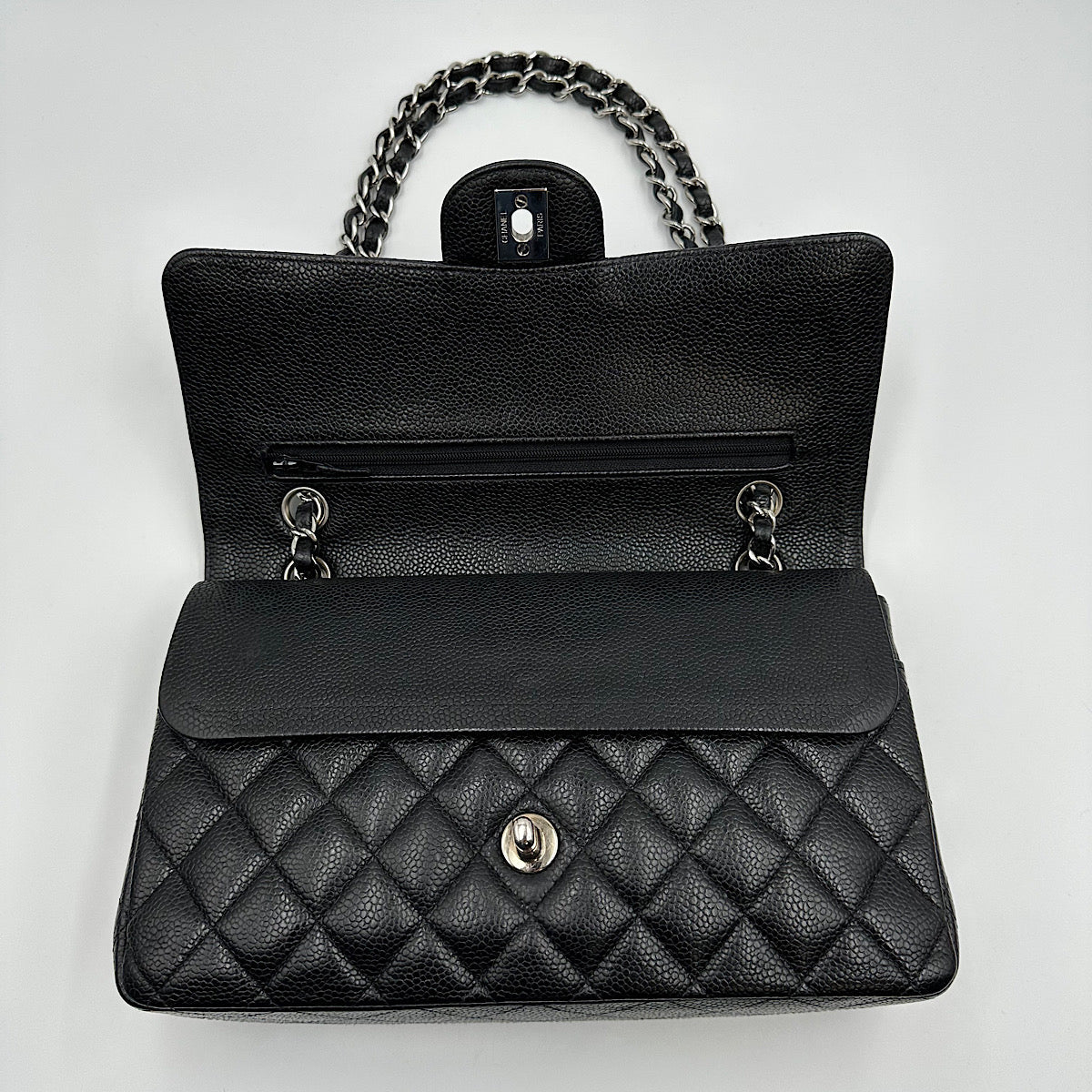 Timeless medium cuir grainé noir