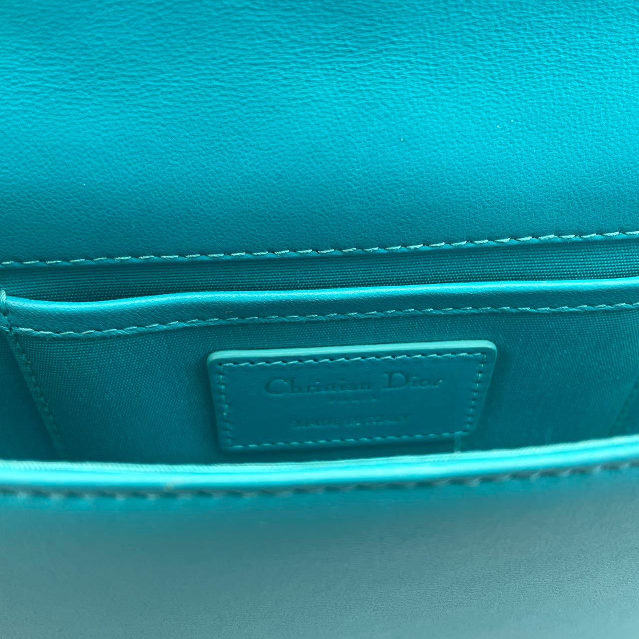 Dior Aqua Green Cannage Leather Lady Dior Chain Clutch bag