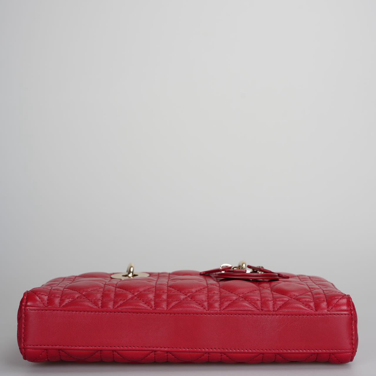 Dior Red Medium Lambskin Cannage Lady D-Joy Bag