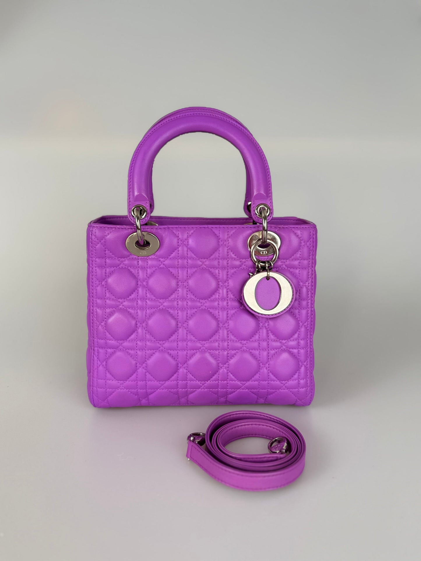 Dior Lady Dior Bag Bag Medium  purple Lambskin Leather with Silver Hardware