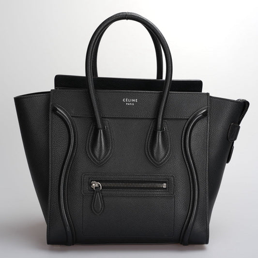 CELINE Micro Luggage leather handbag in Black