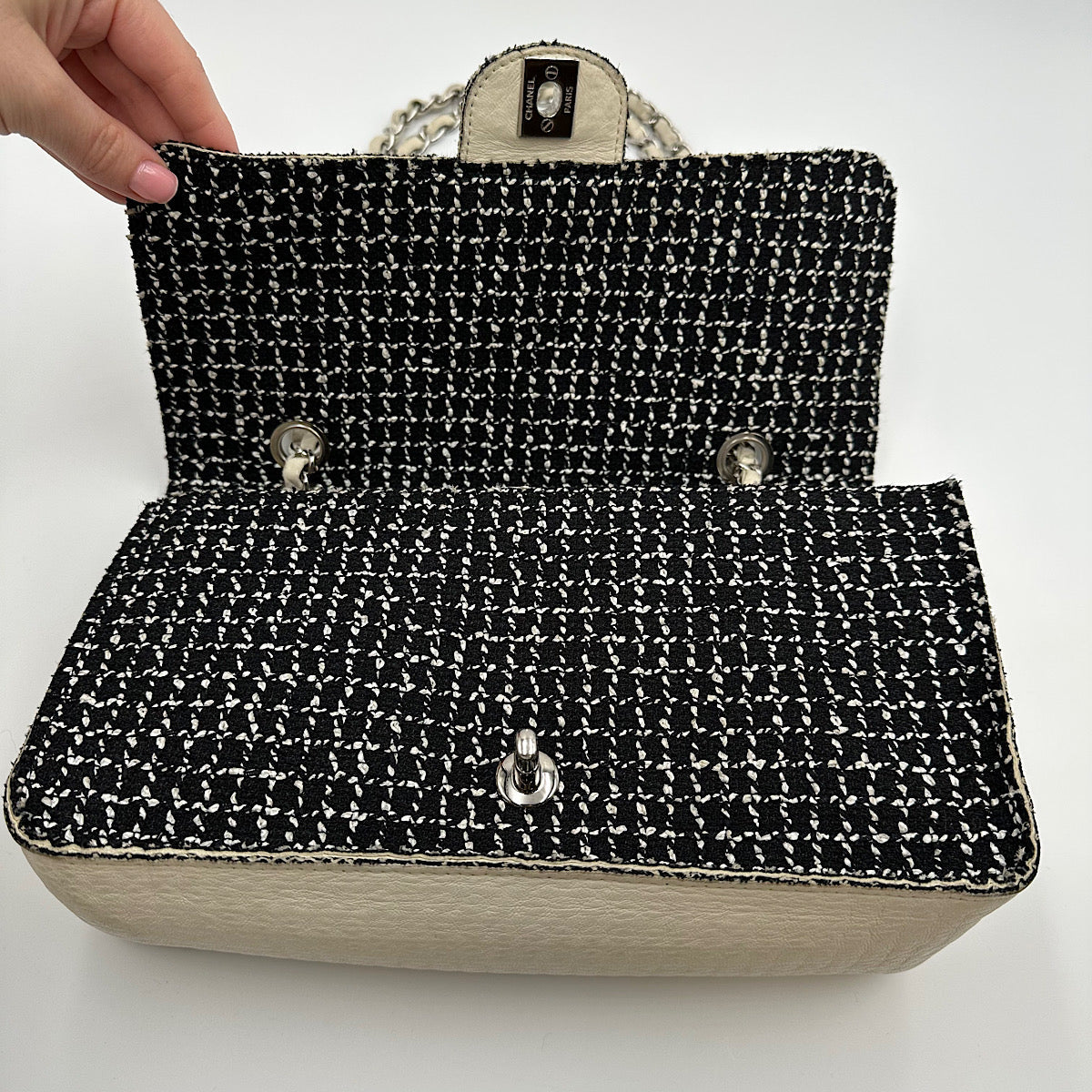 Sac Classique en tweed noir & blanc