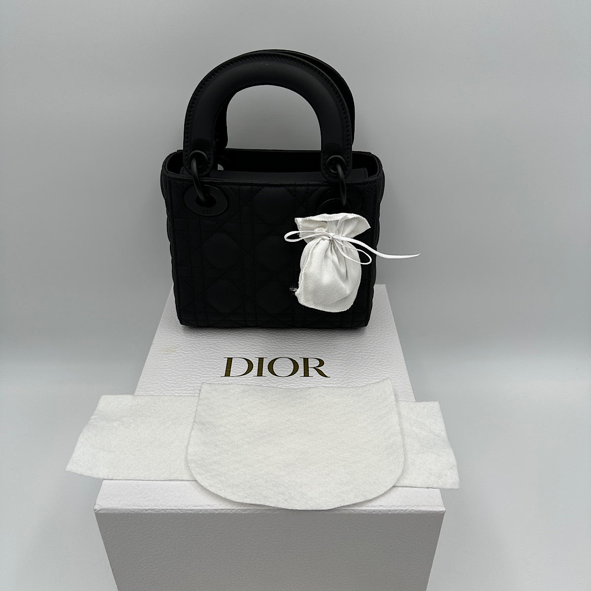 Sac Lady Dior mini veau cannage ultramatte