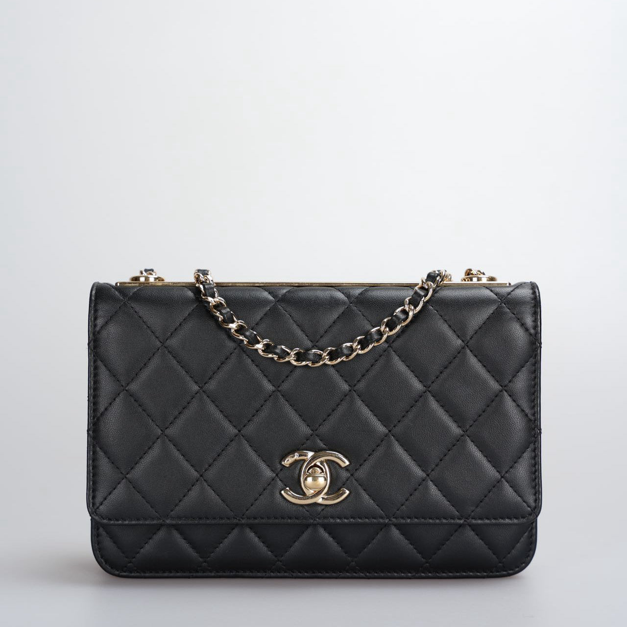 Chanel Trendy CC Wallet On Chain WOC Black Lambskin Gold Hardware