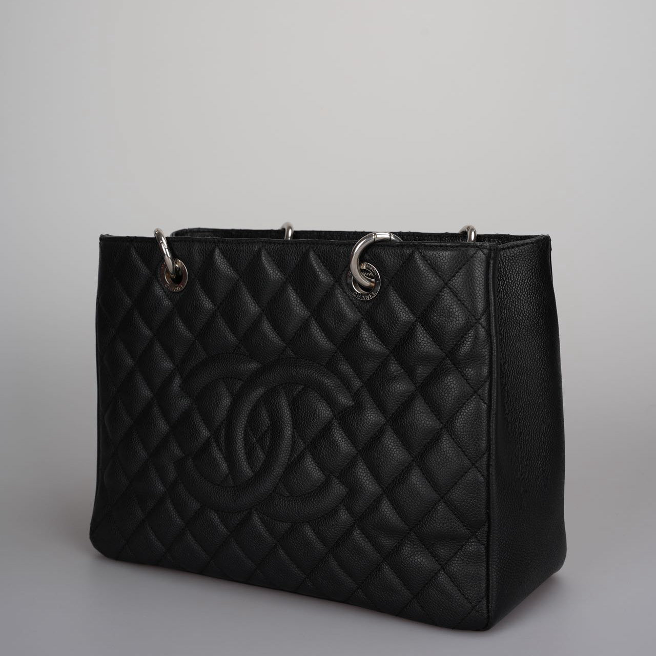 Chanel Grand Shopping Tote black gst Bag in Caviar Leather with Silver Hardware