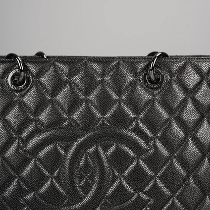 Chanel Grand Shopping Tote Black GST Bag in Caviar Leather with Black Hardware