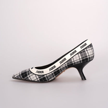 Dior Canvas Ribbon Tartan Print Embroidered J'Adior Pumps