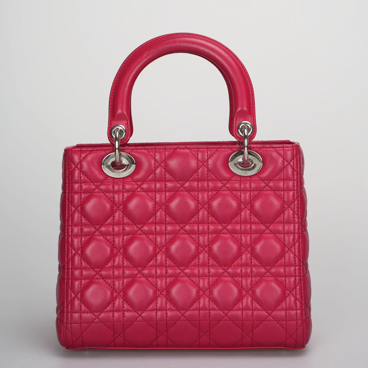 Christian Dior Red Lady Dior Lambskin bag Cannage Medium