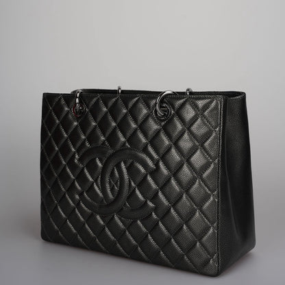 Chanel Grand Shopping Tote Black GST Bag in Caviar Leather with Black Hardware