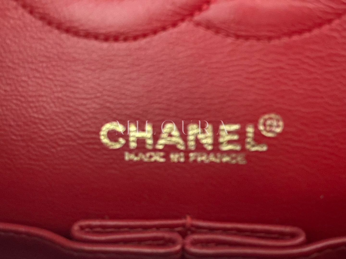 Chanel Red Vintage Classic Double Flap Bag Medium in Lambskin Leather 24K Gold Hardware