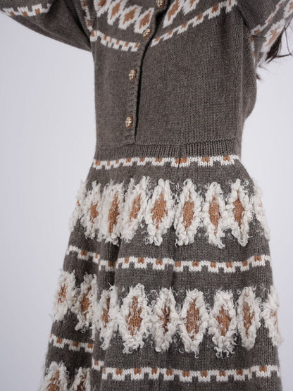 Chanel Fair Isle sweater dress Grey FR38