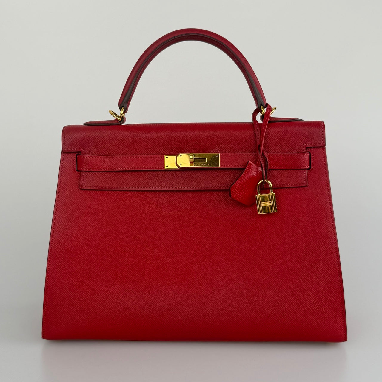 Hermes Kelly 32 Sellier Bag Rouge Casaque Epsom Leather Gold Hardware