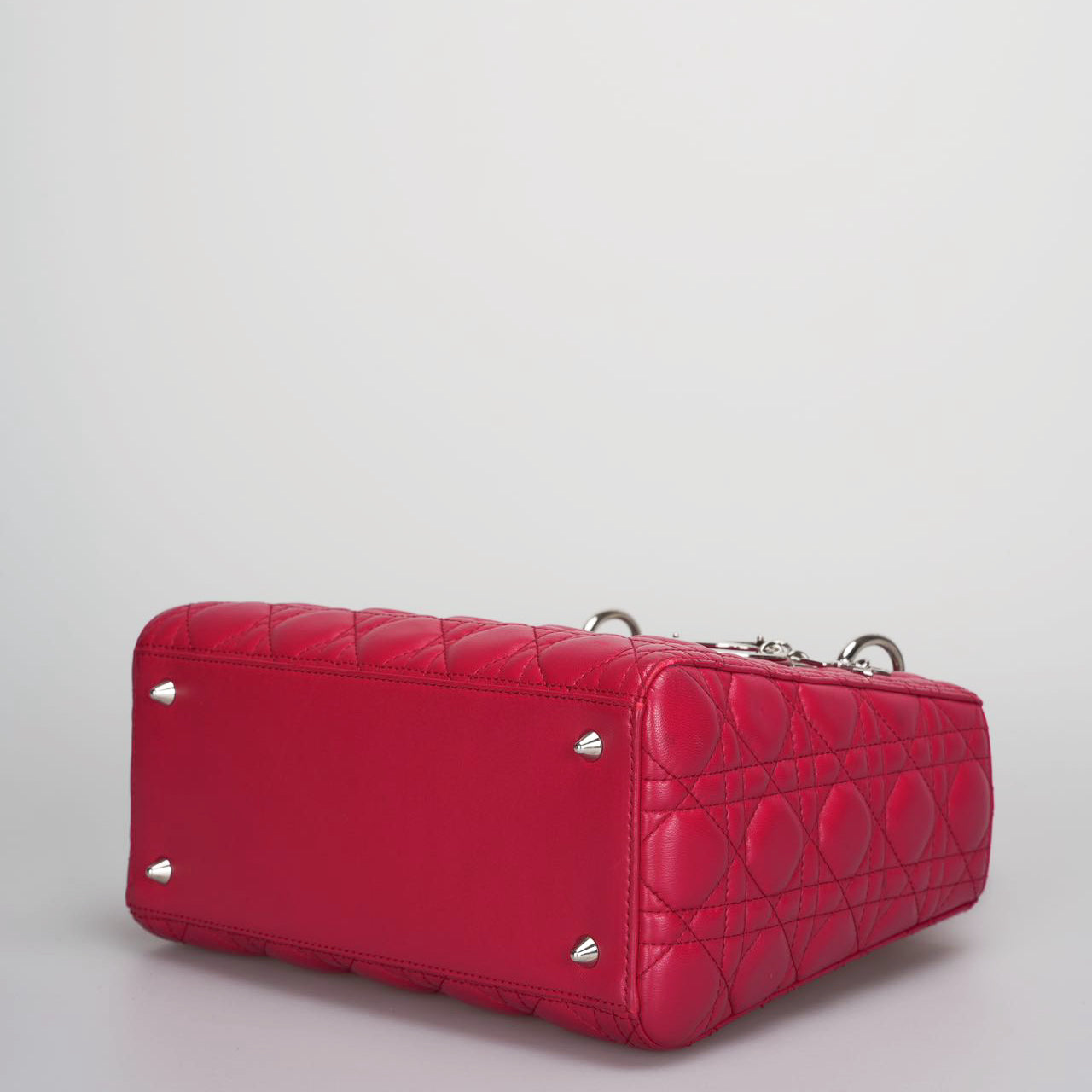 Christian Dior Red Lady Dior Lambskin bag Cannage Medium