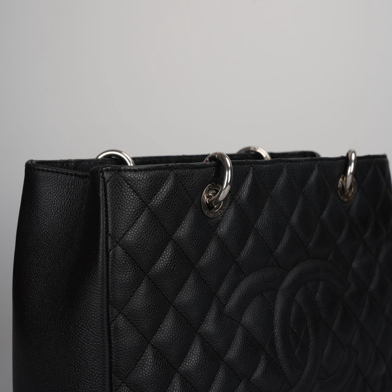 Chanel Grand Shopping Tote black gst Bag in Caviar Leather with Silver Hardware