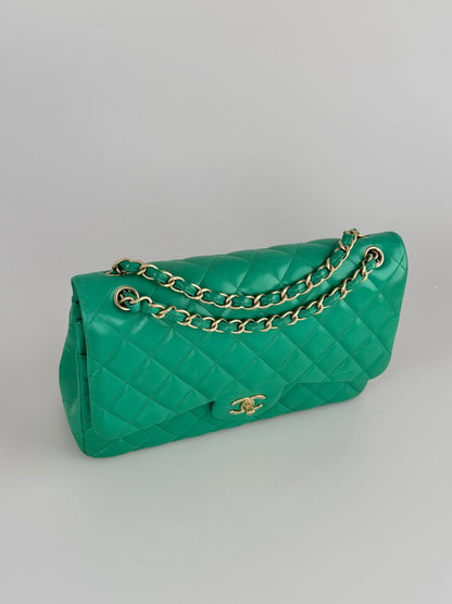 Chanel timeless Flap Bag Jumbo Green with Gold Hardware