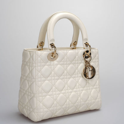 Christian Dior Lady Dior Bag White Medium 2017