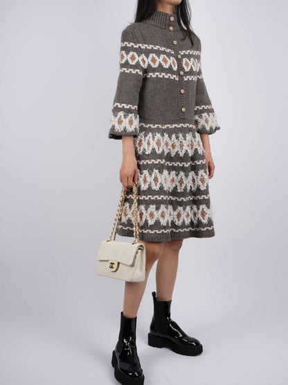 Chanel Fair Isle sweater dress Grey FR38