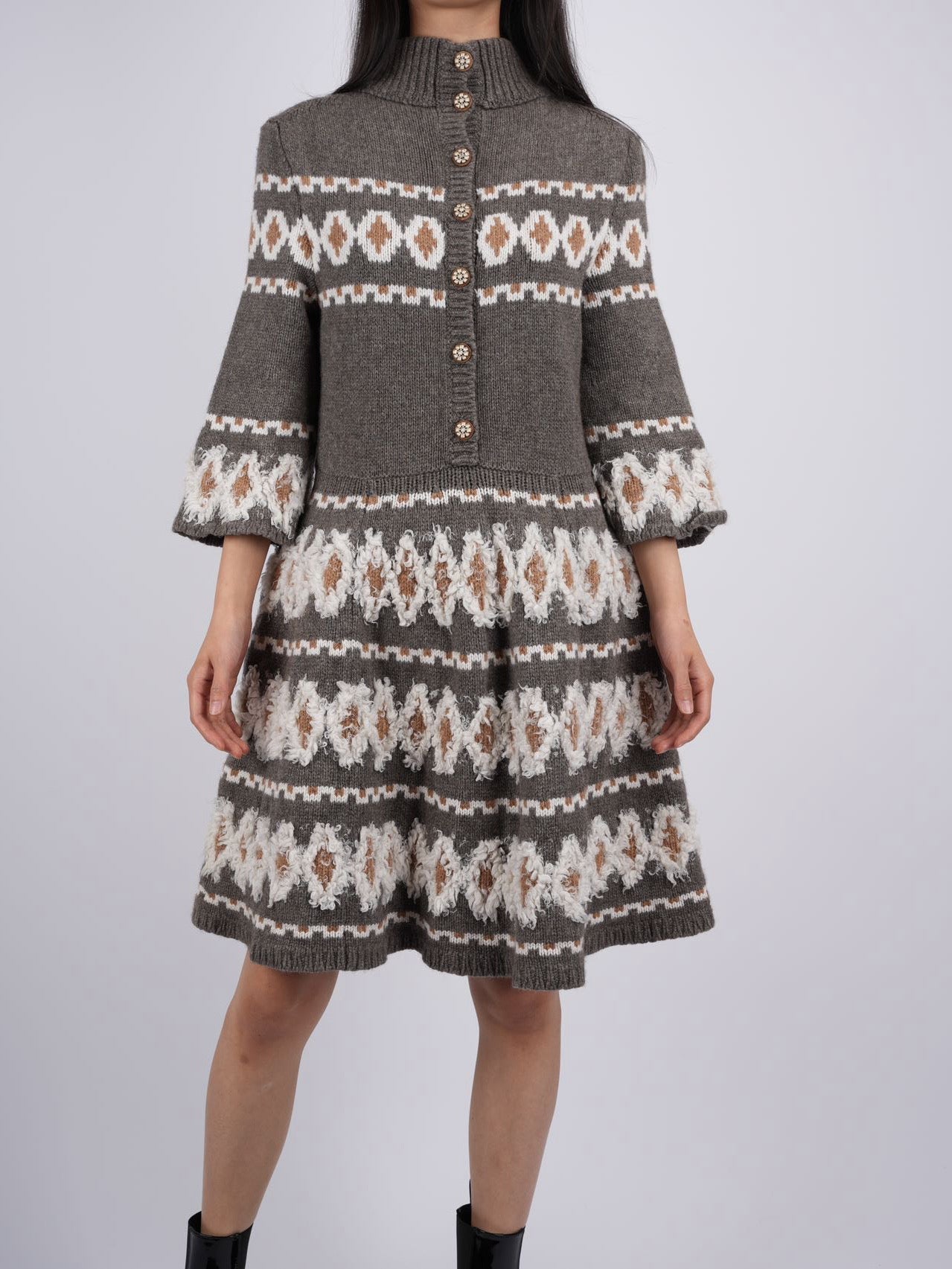 Chanel Fair Isle sweater dress Grey FR38