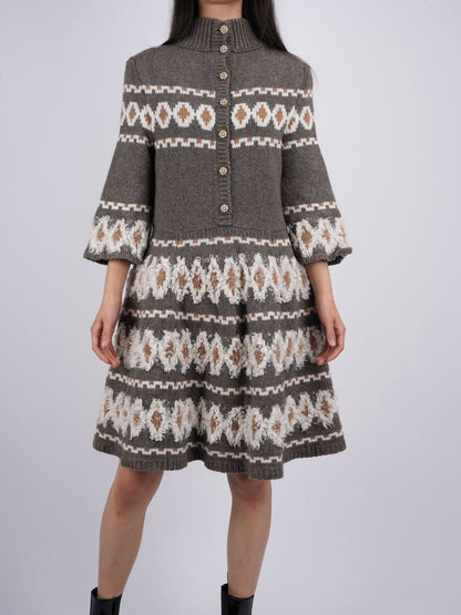 Chanel Fair Isle sweater dress Grey FR38