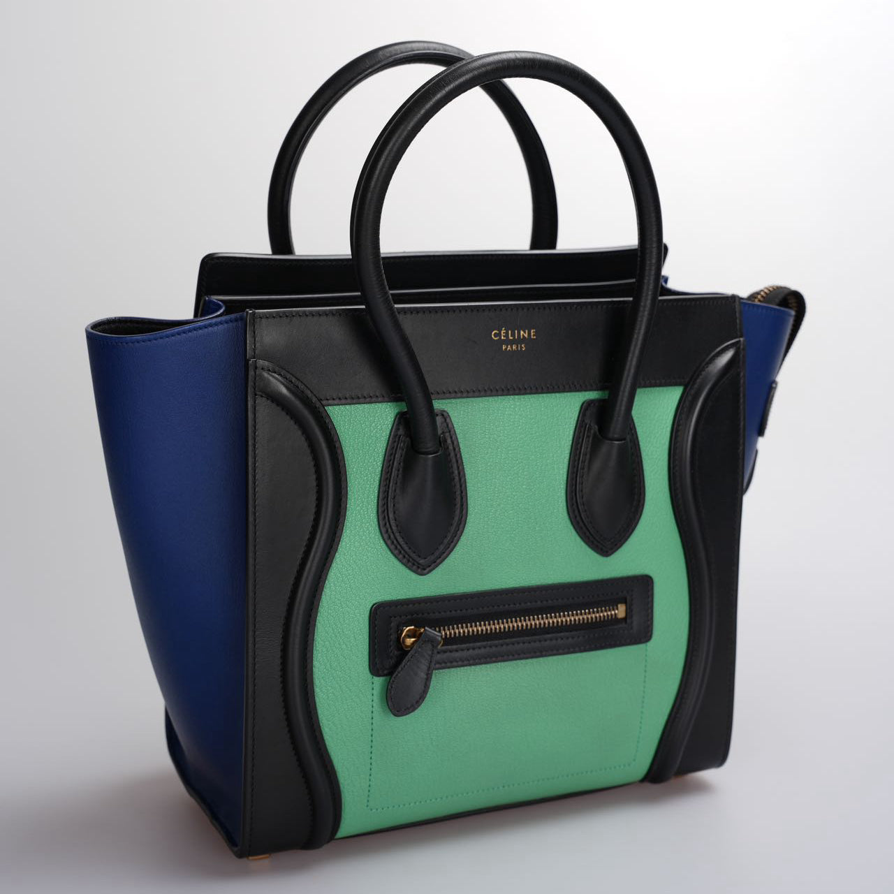 CELINE Tricolor Luggage Bag Leather Micro