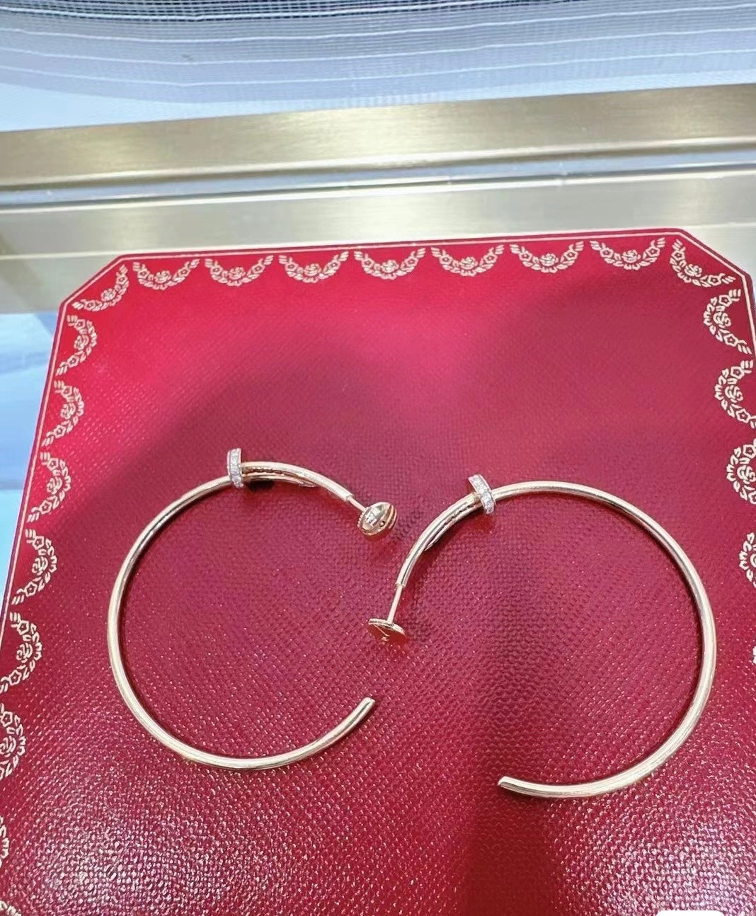 Cartier Juste Un Clou Diamond Hoop Earring in 18k rose Gold 0.17 CTW