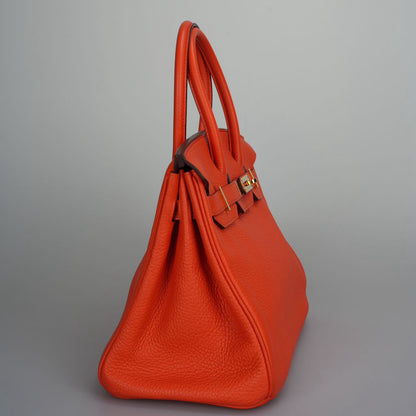 Hermes Birkin 30 Handbag in Orange Togo Leather with Gold Hardware