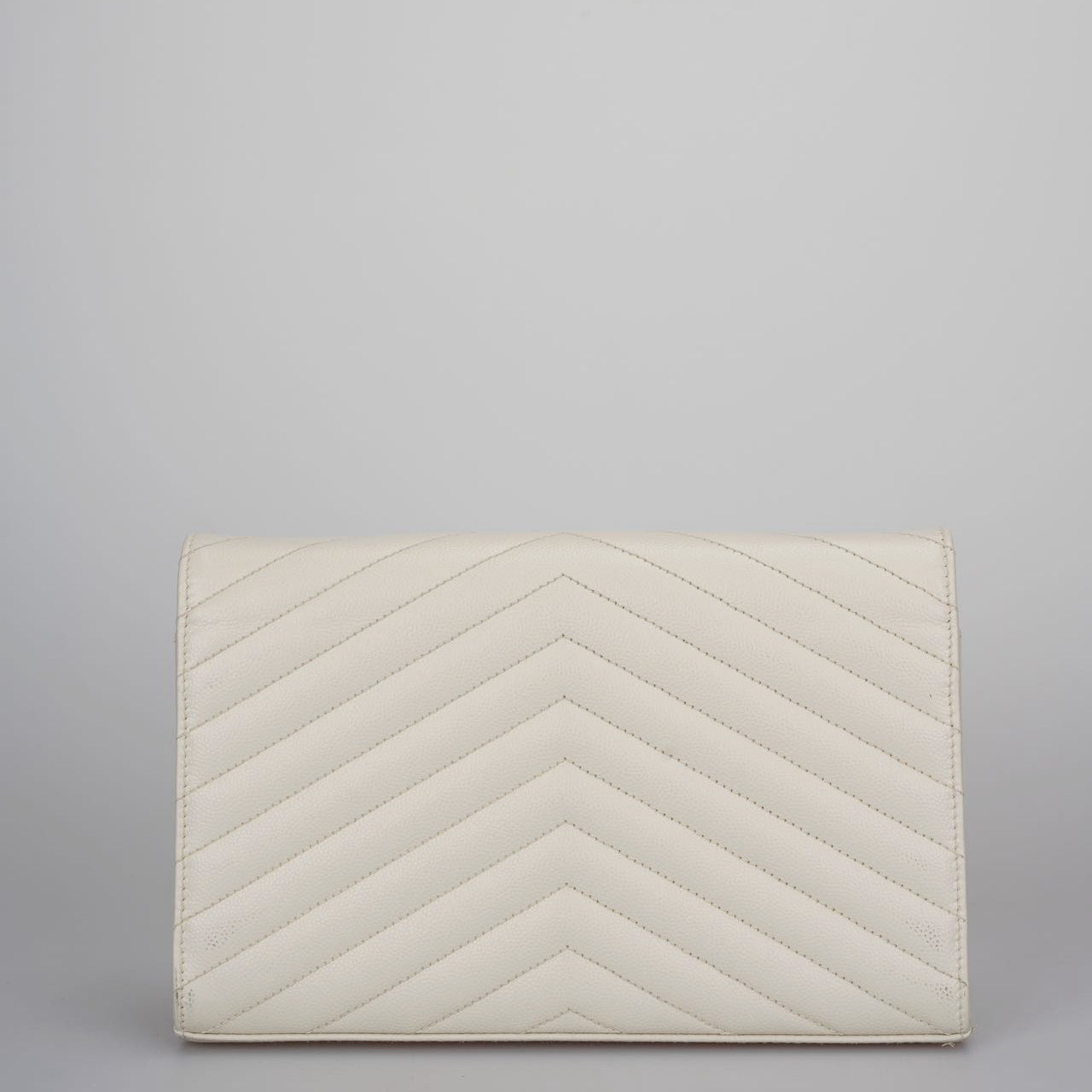 Saint Laurent Cassandre White Leather Envelope Wallet On Chain