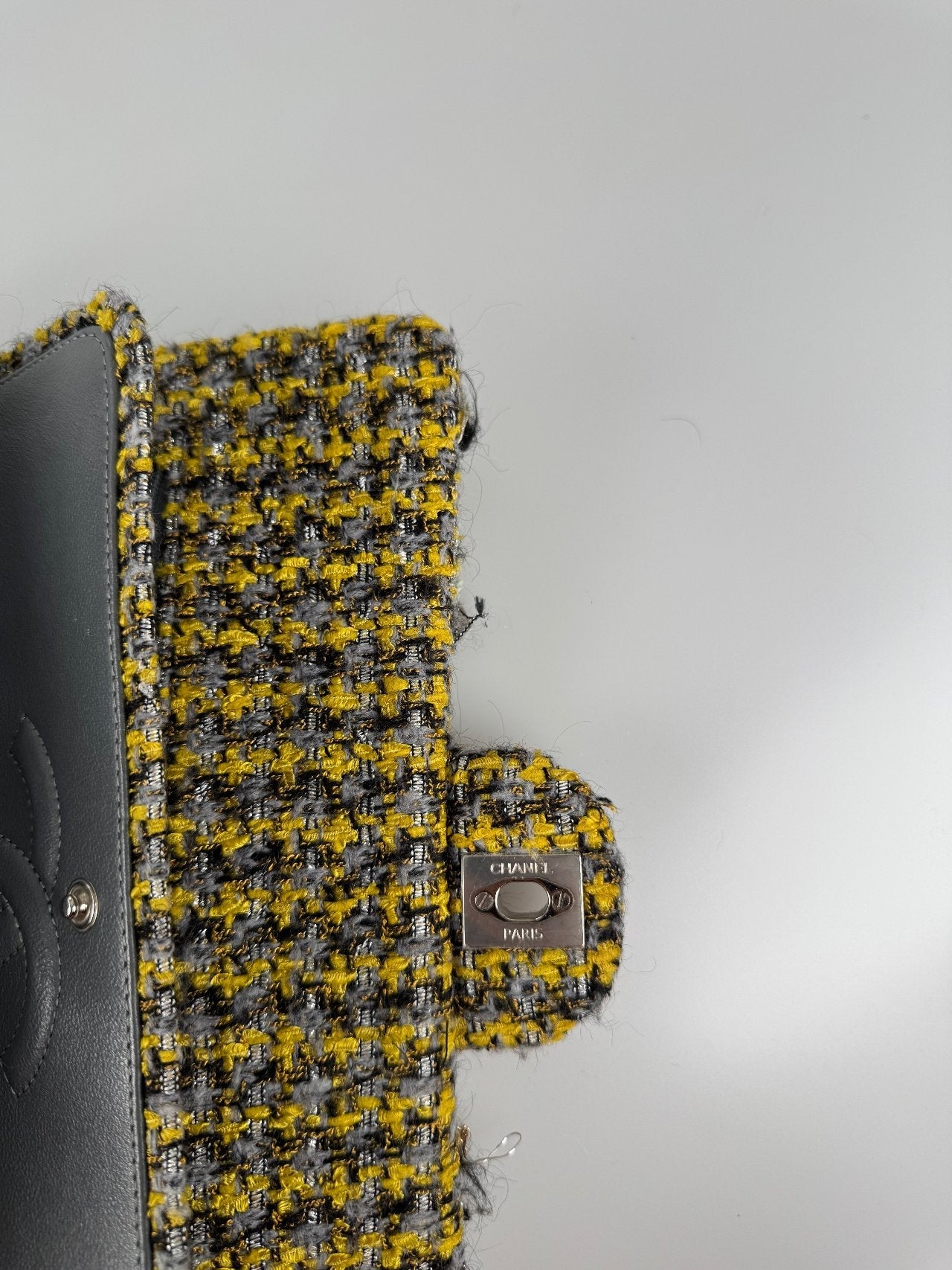 Chanel Tweed Braided Charms medium Flap Bag Yellow Grey Black