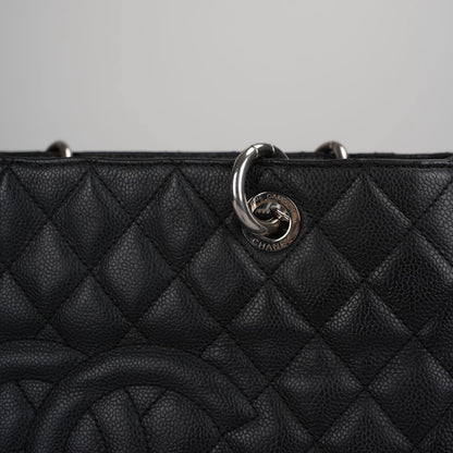 Chanel Grand Shopping Tote black gst Bag in Caviar Leather with Silver Hardware