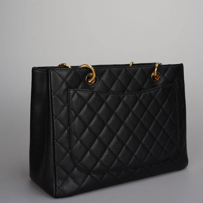 Chanel Grand Shopping Tote Black GST Bag in Caviar Leather with Gold Hardware