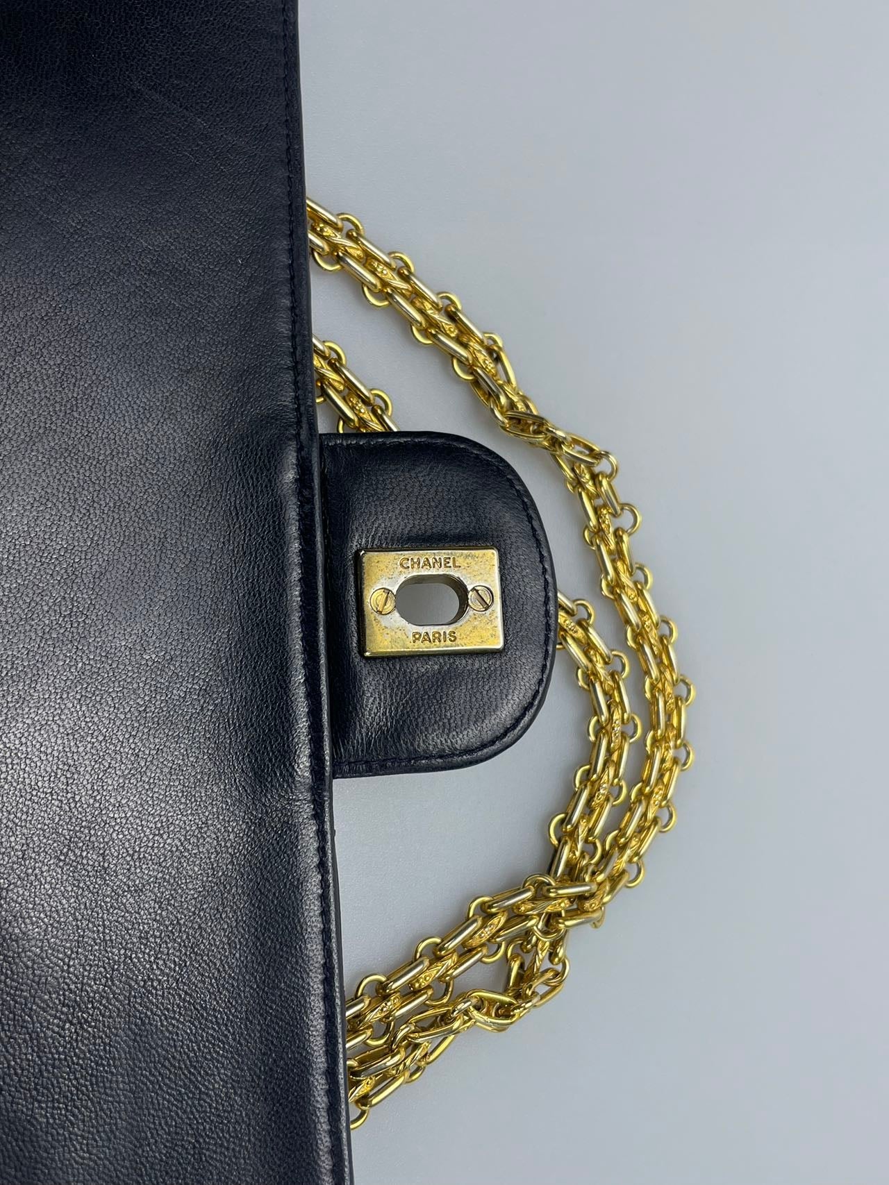 Chanel  Black Vintage Medium Classic Double Flap Bag with 24K Gold Hardware