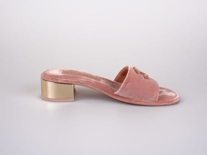 Chanel Gold Heels Pink Mules Size 38C