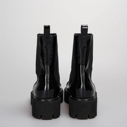 Chanel Patent Cap Toe CC Short Boots 36.5C Black