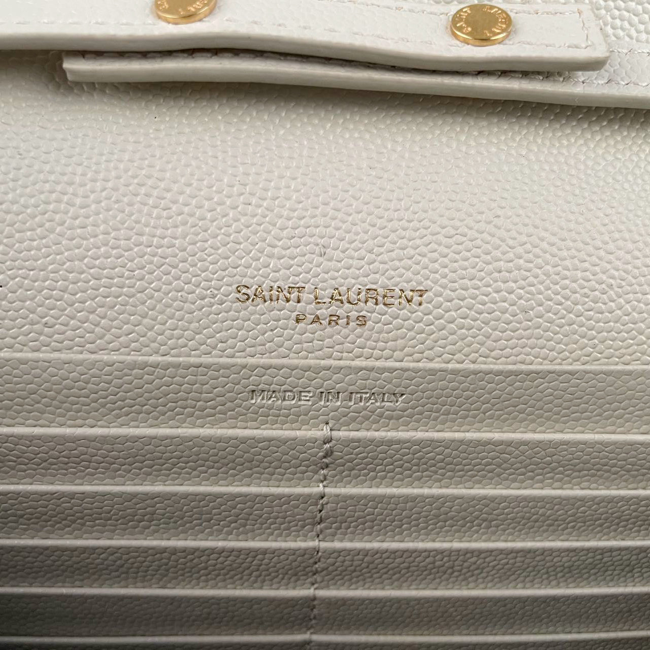 Saint Laurent Cassandre White Leather Envelope Wallet On Chain