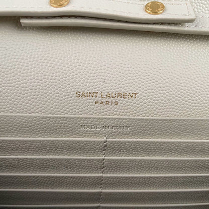 Saint Laurent Cassandre White Leather Envelope Wallet On Chain