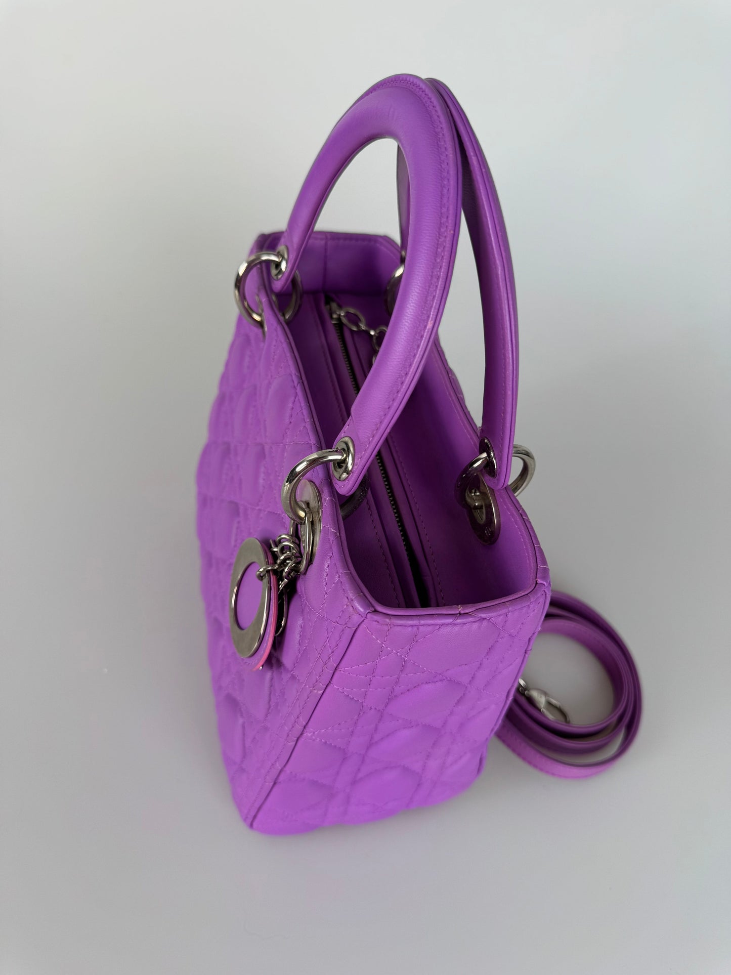 Dior Lady Dior Bag Bag Medium  purple Lambskin Leather with Silver Hardware