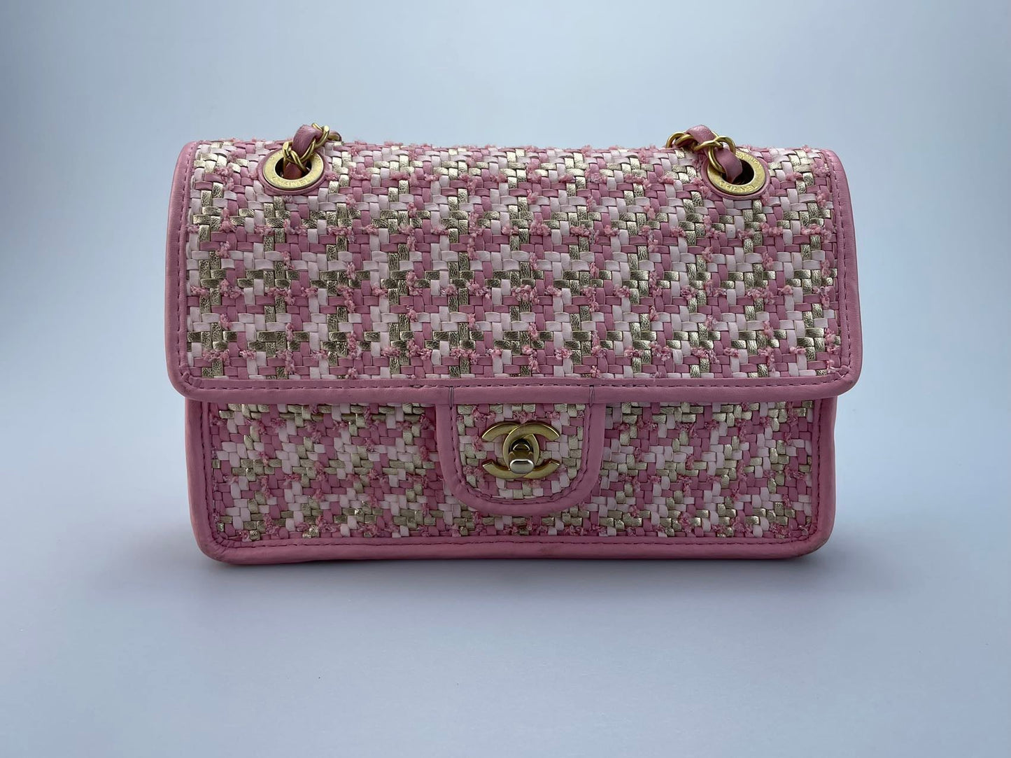 Chanel Metallic Woven Lamb Skin Flap Bag