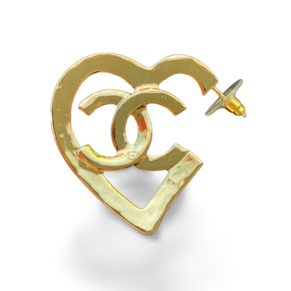 Chanel heart hoop earrings