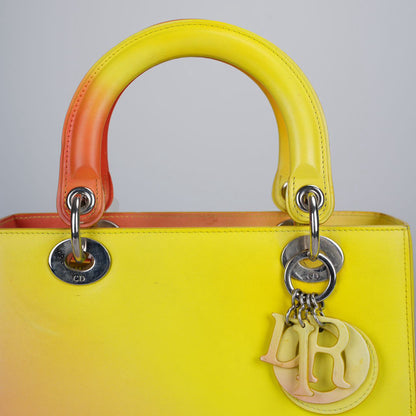 Christian Dior  Box Calf Gradient Medium Diorissimo in Yellow and Orange