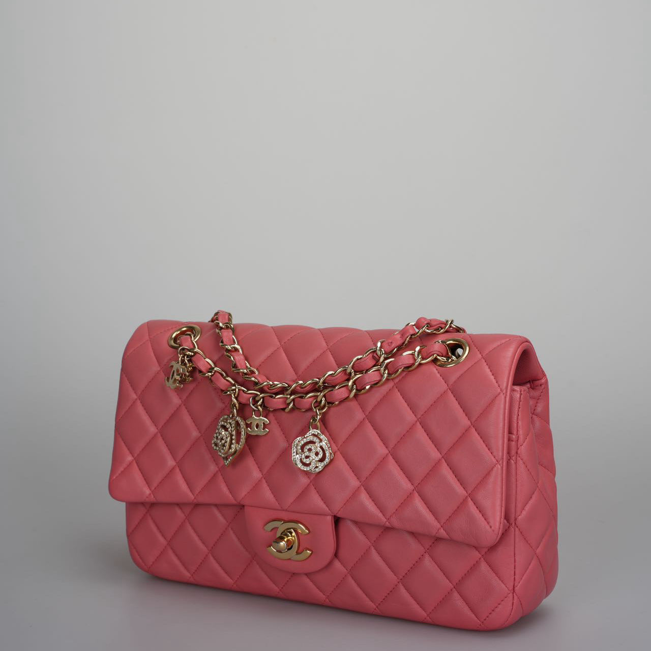 Chanel Pink timeless medium Valentine Lambskin Leather bag with Gold Hardware