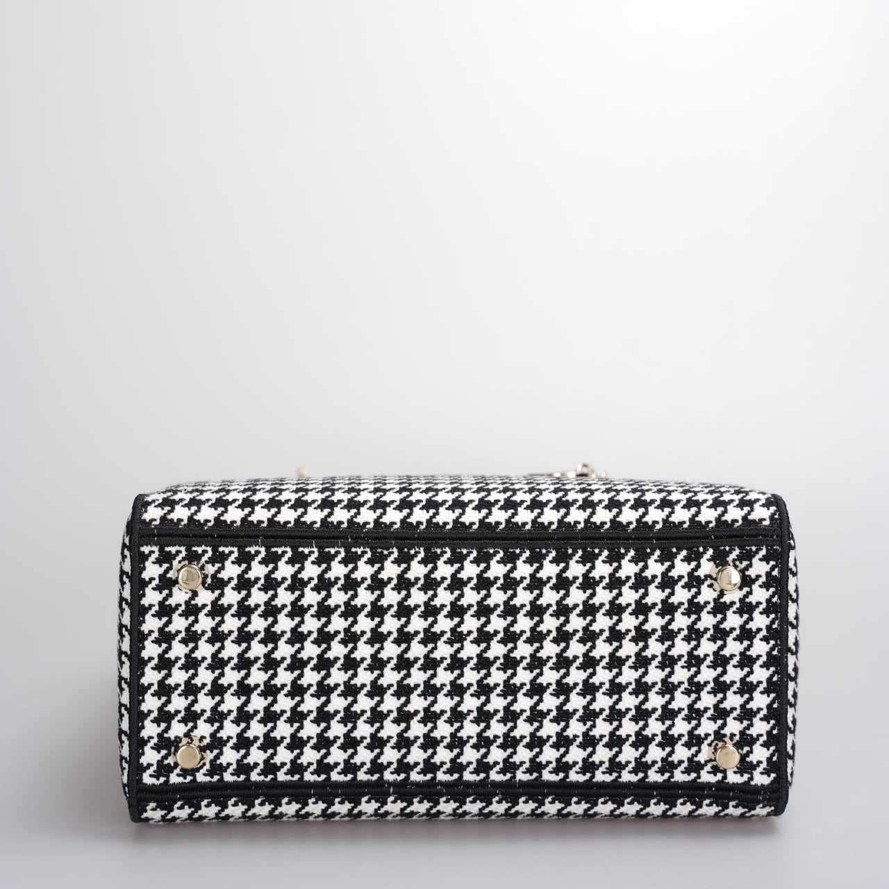 Christian Dior Black White Houndstooth Canvas Medium Lady D-Lite bag